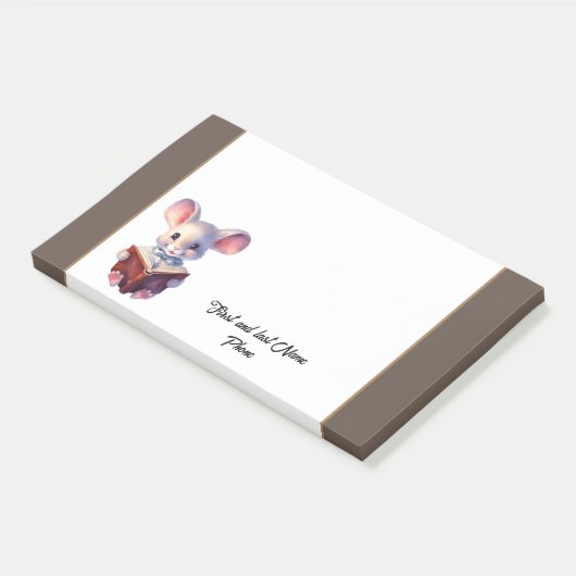 Leuke Muis met boek Post-it® Notes (Schuin)