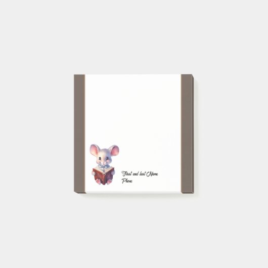 Leuke Muis met boek Post-it® Notes (Voorkant)