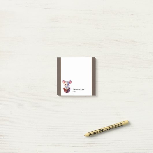 Leuke Muis met boek Post-it® Notes (Op bureau)