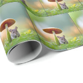 Leuke muis onder een paddenstoel cadeaupapier (Rol Hoek)