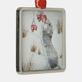 Leuke muis wildlife sneeuwscène met kerst metalen ornament (Rechts)