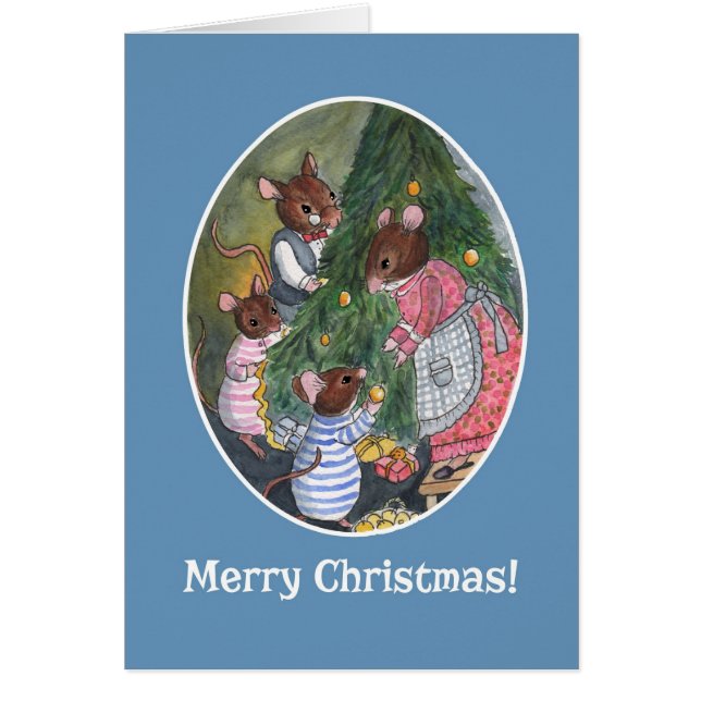 Leuke muizen familie decoreren kerstboom (Voorkant)