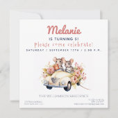 Leuke muizen in een auto Kids Verjaardagsfeestuitn Kaart (Voorkant)