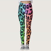 Leuke multi gekleurde luipaard print leggings (Voorkant)