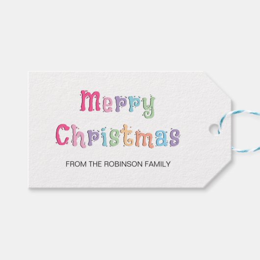 Leuke Multicolor Merry Christmas Gift Labels Cadeaulabel (Voorkant (Horizontaal))