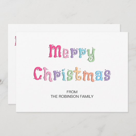Leuke Multicolor Merry Christmas Holiday Kaart (Voorkant / Achterkant)