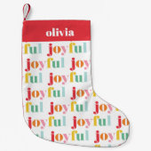 Leuke multikleur "Joel" typografie Kleine Kerstsok (Voorkant)