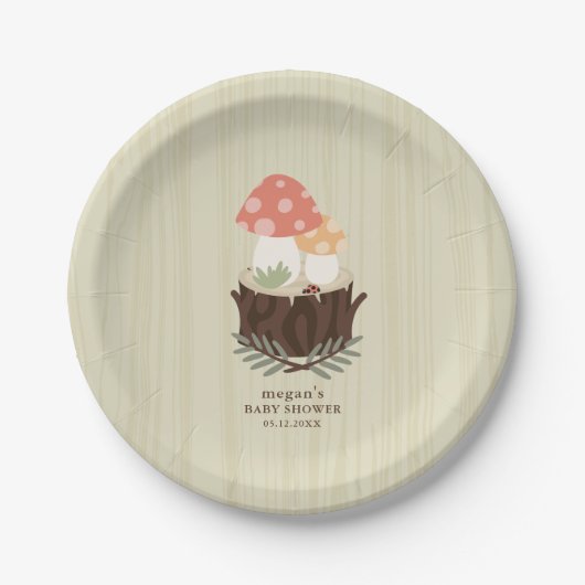Leuke Mushroom Baby shower servet Papieren Bordje (Voorkant)