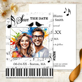 Leuke Muziek Zwart-wit foto Save the Date Aankondiging