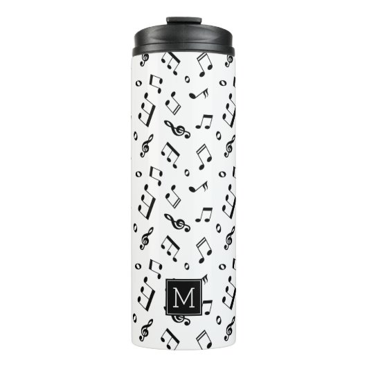 Leuke Muzieknoten Patroon Monogram Thermosbeker (Voorkant)