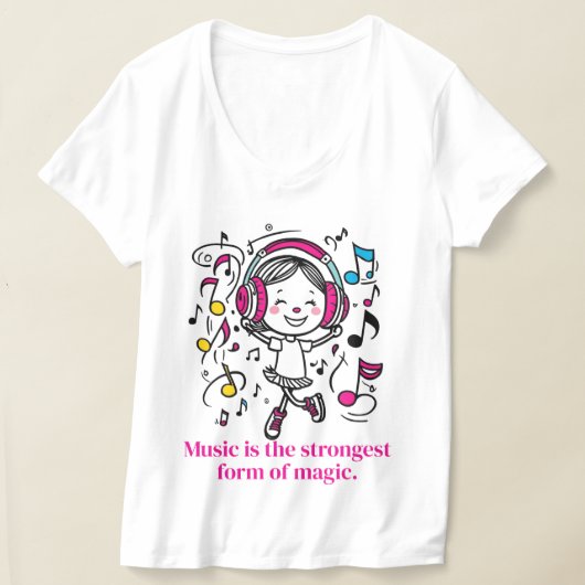 Leuke muzikale grafische T-shirt (Laagn)