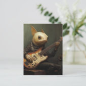 Leuke muzikale vis die gitaar speelt briefkaart (Staand voorkant)