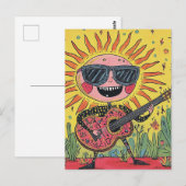 Leuke muzikale zonneschijn spelen gitaar briefkaart (Voorkant / Achterkant)
