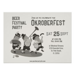 Leuke Muzikant Beierse uitnodiging voor Oktoberfes Perfect Poster