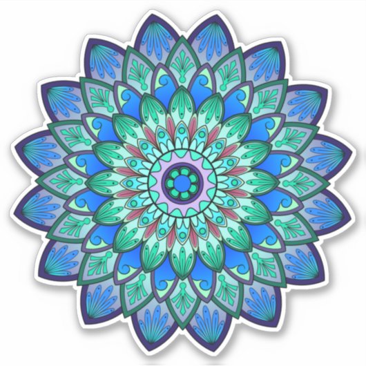 Leuke mystieke blauwe mandala sticker (Voorkant)