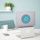 Leuke mystieke blauwe mandala sticker (Laptop op bureau)