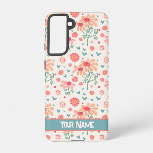 Leuke naam Bloemen Inspirivity Custom Roze Samsung Galaxy Hoesje (Achterkant)