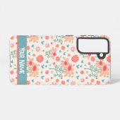 Leuke naam Bloemen Inspirivity Custom Roze Samsung Galaxy Hoesje (Achterkant horizontaal)