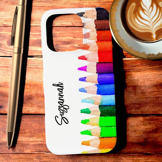Leuke naam Kleurpotloden in Waterverf Aangepaste i Case-Mate iPhone Case