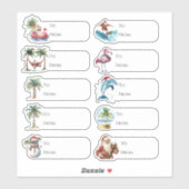 Leuke Naar en Van Strand Kerstcadeautag Sticker (Vel)