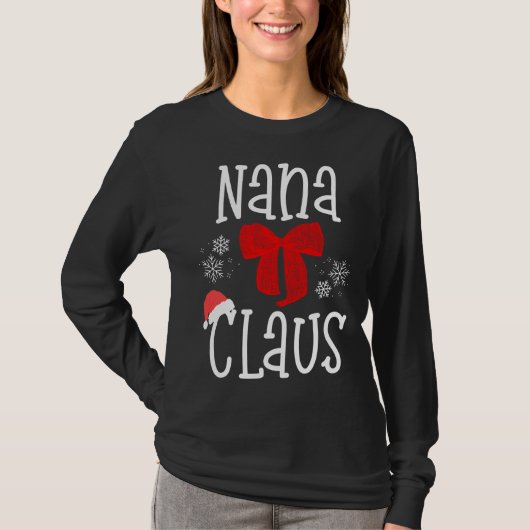 Leuke Nana Claus Santa Oma Kerstmis Pyjama Fam T-shirt (Voorkant)