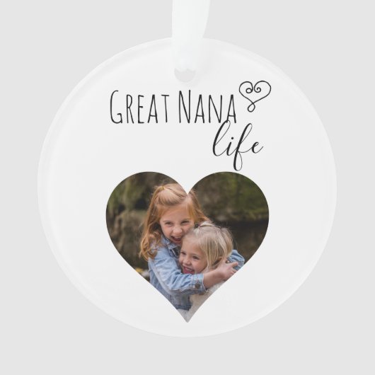 Leuke Nana Leven Grootmoeder Foto Hart Cadeau Ornament (voorkant)