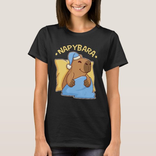 Leuke Napping Capybara Pyjama Nappybara T-shirt (Voorkant)