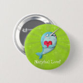Leuke Narwal met Hart Ronde Button 5,7 Cm (Voorkant /achterkant)