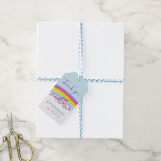 Leuke narwhal moeder en baby regenboog baby shower cadeaulabel (Met Touw)