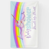 Leuke narwhal moeder en baby regenboog baby shower spandoek (Verticaal)