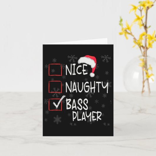 Leuke Naughty B Gitaar Speler Lijst Kerstman Kaart (Gele Bloem)