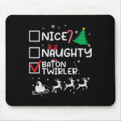 Leuke Naughty Baton Twirler Majorette Kerstlijst Muismat (Voorkant)