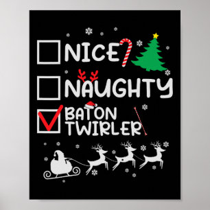 Leuke Naughty Baton Twirler Majorette Kerstlijst Poster