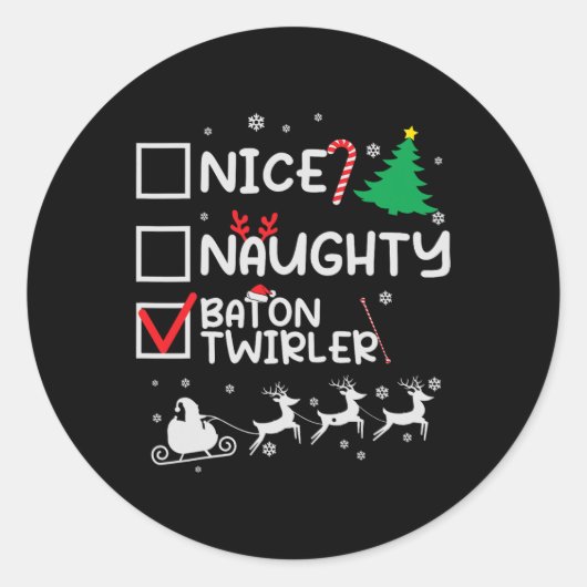 Leuke Naughty Baton Twirler Majorette Kerstlijst Ronde Sticker (Voorkant)