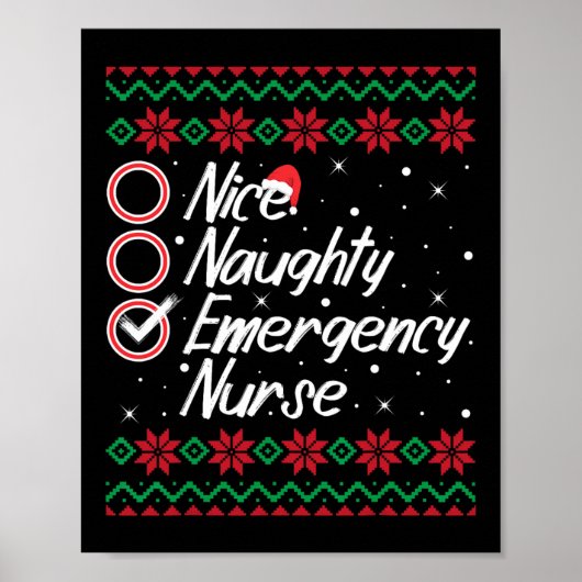 Leuke Naughty Emergency Nurse Christmas Checklist Poster (Voorkant)