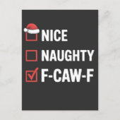 Leuke Naughty F-Caw-F Funny Santa Naughty Aankondigingskaart (Voorkant)