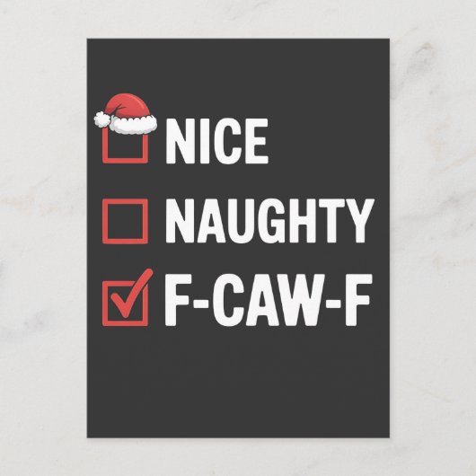 Leuke Naughty F-Caw-F Funny Santa Naughty Aankondigingskaart (Voorkant)