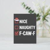 Leuke Naughty F-Caw-F Funny Santa Naughty Aankondigingskaart (Staand voorkant)