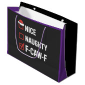 Leuke Naughty F-Caw-F Funny Santa Naughty Groot Cadeauzakje (Voorkant Gekanteld)