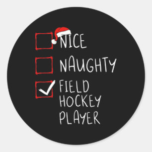 Leuke Naughty Field Hockey Spelerslijst Christmas  Ronde Sticker