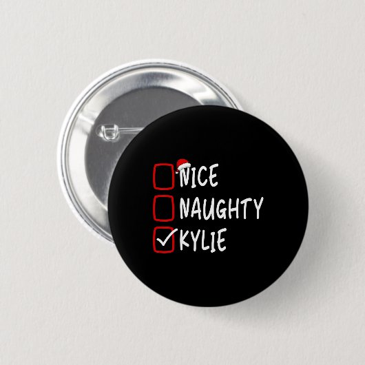 Leuke Naughty Kylie Gepersonaliseerde Naam Kerst C Ronde Button 5,7 Cm (Voorkant /achterkant)