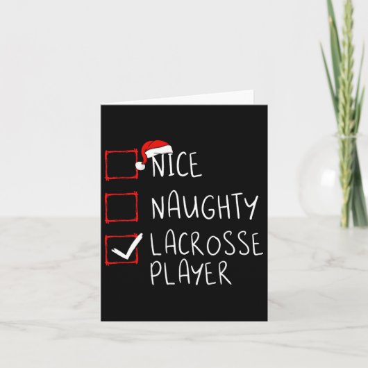 Leuke Naughty Lacrosse Spelerslijst Kerstman Kaart (Voorkant)