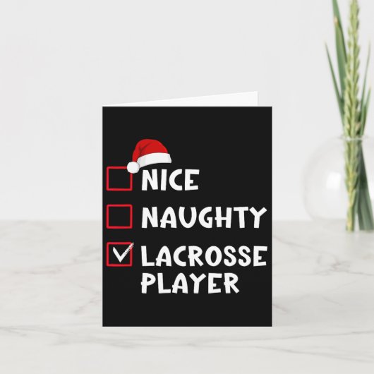 Leuke Naughty Lacrosse Spelerslijst Kerstman Kaart (Voorkant)