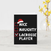 Leuke Naughty Lacrosse Spelerslijst Kerstman Kaart (Gele Bloem)