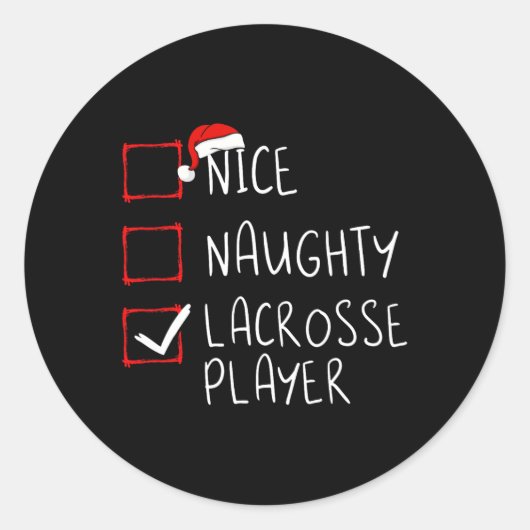 Leuke Naughty Lacrosse Spelerslijst Kerstman Ronde Sticker (Voorkant)