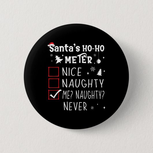 Leuke Naughty Me Naughty Never Kerstlijst 1 Ronde Button 5,7 Cm (Voorkant)