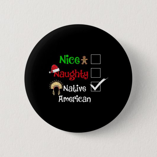 Leuke Naughty Native American Kerstman Pyjam Ronde Button 5,7 Cm (Voorkant)