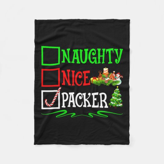 Leuke Naughty Packer Kerstlijst Fleece Deken (Voorkant)