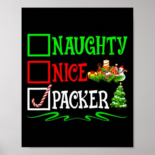 Leuke Naughty Packer Kerstlijst Poster (Voorkant)