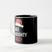 Leuke Naughty Sassy kerstlijst Tweekleurige Koffiemok (Voorkant links)